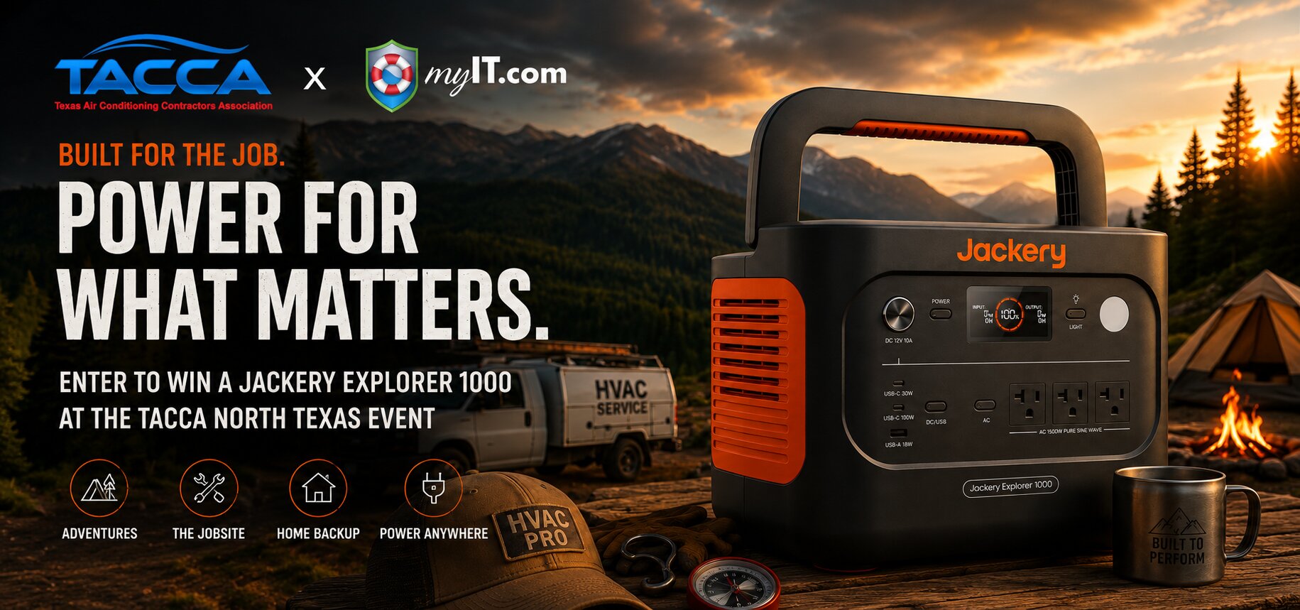 Jackery Explorer 1000 giveaway presented by myIT.com at the TACCA North Texas event for HVAC contractors